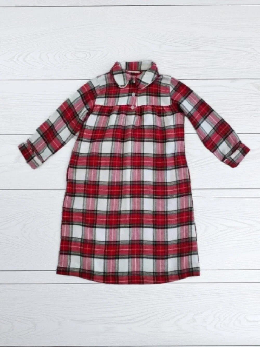 Pottery Barn Kids Red Plaid Flannel Nightgown Size 3T